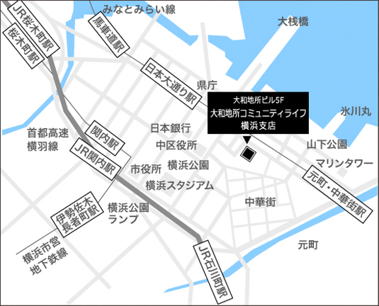 横浜支店の地図